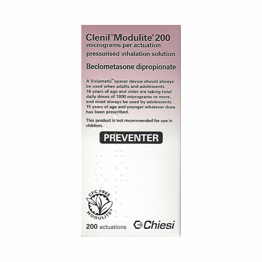 Clenil (Beclometasone) Modulite Inhaler 200mcg 200 dose UK