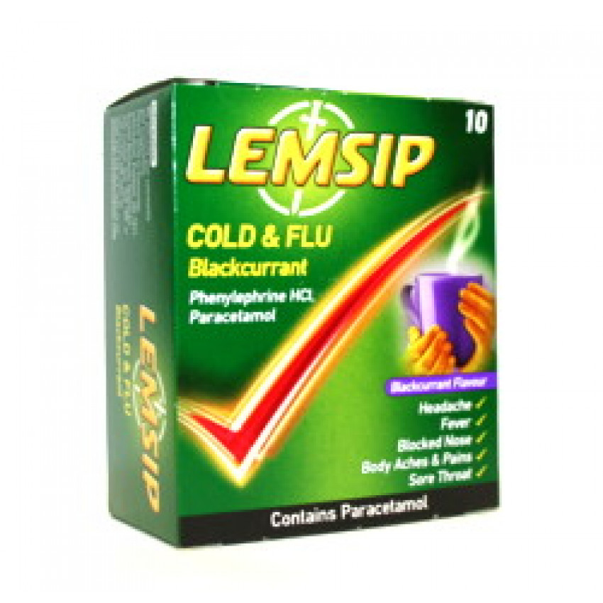 Lemsip Max Cold and Flu Blackcurrant Sachets 10