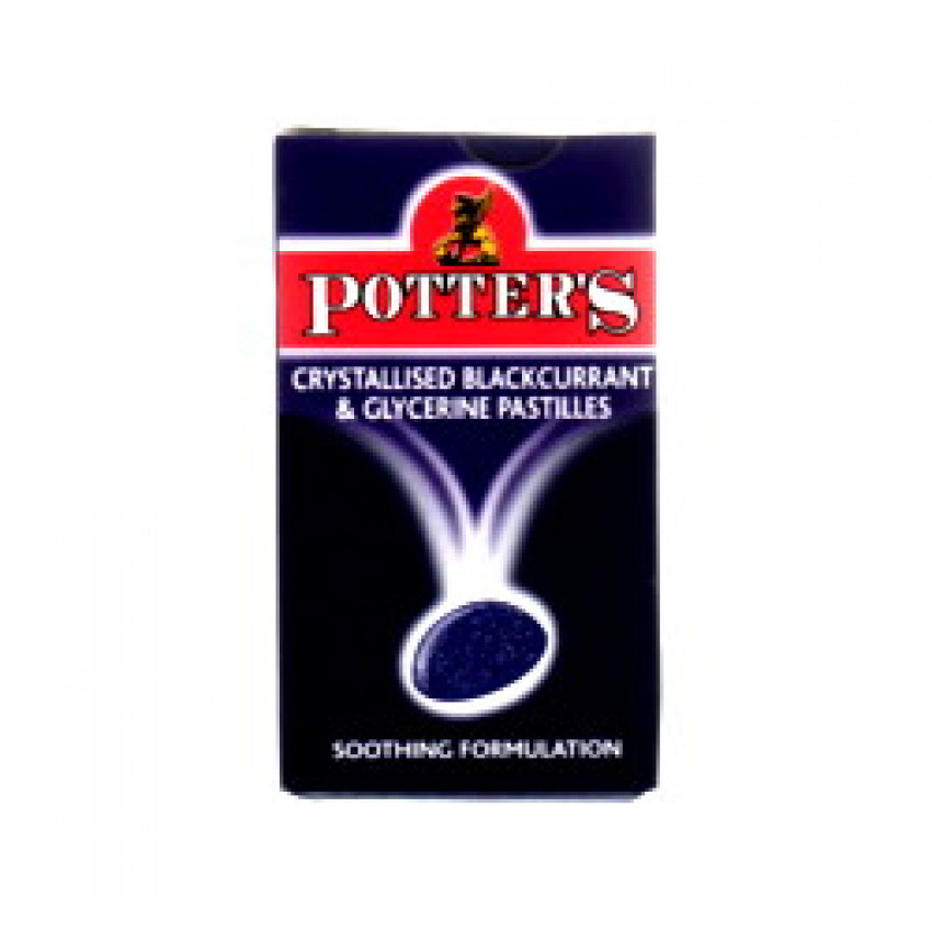 Potters Crystallised Blackcurrant and Glycerine Pastilles 45g